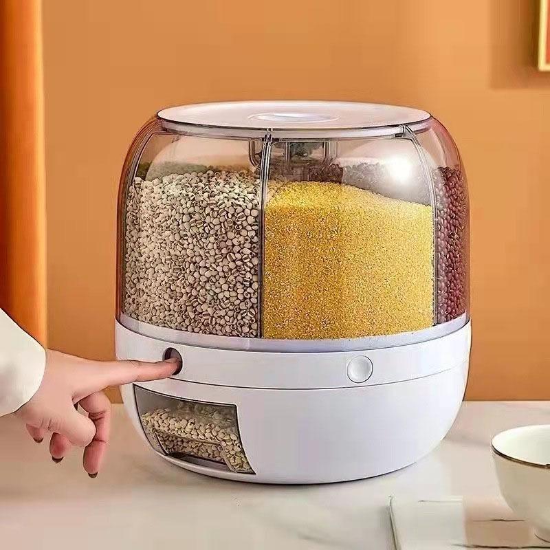 Rotating Five-Grain and Miscellaneous Grain Storage Box: Sealed, Pest-Proof, and Moisture-Proof for Home Use
