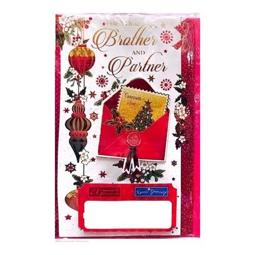 Simon Elvin For A Dear Brother And Partner Christmas Greetings Card (Pack of 6)