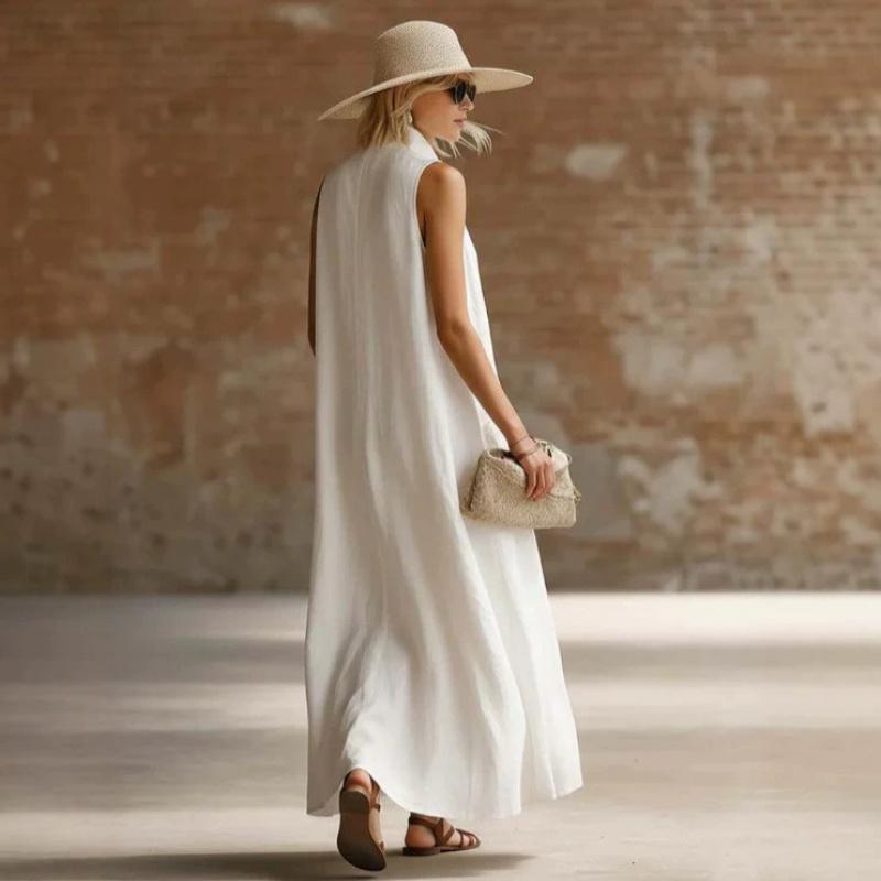 2026 Estate Nuova Alla Moda Donna Collo Alto Bottoni Rana Larga Casual Vestito