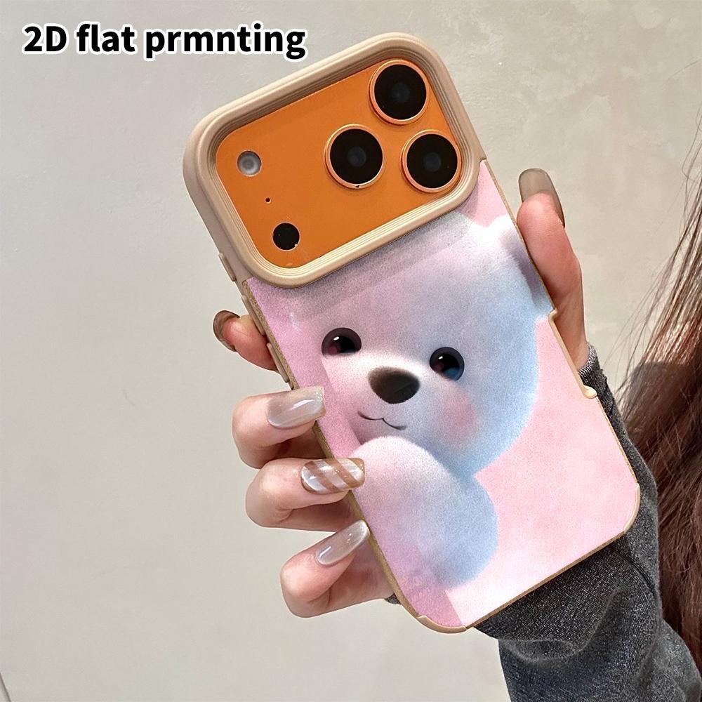Phone Case: 2D Flat Lambskin Suitable for iPhone 18 17 16 15 14 13 Pro Protective Cases, Peek-a-boo Little Bear, Christmas and Halloween Gifts