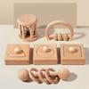 Educational Toys For Infants And Young Children Baby Early Education Beech Gnawing Soothing Wooden Unpainted Rattle Set