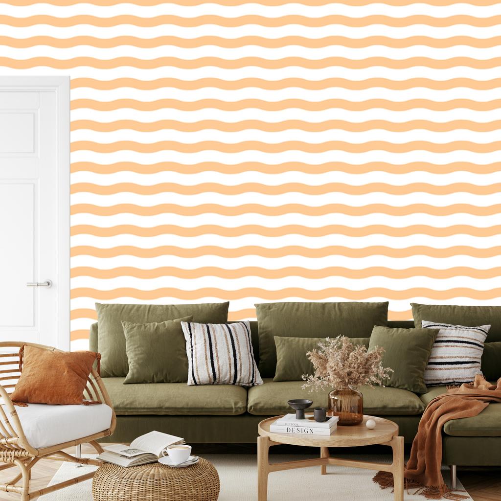 Striped wallpaper with a clear detail, cream for the living room and bedroom 50x1000