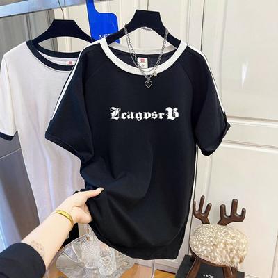 Women's Summer Fashion New Printed Three Bar Short Sleeved Top