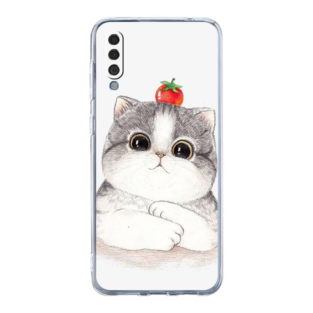 Phone Case For Samsung A14 A50 A70 A30 A40 A20E A10S A20S A02S A04S A12 A22 A32 A34 A42 A52 5G A54 Cat Cute Kitten Cartoon Cover