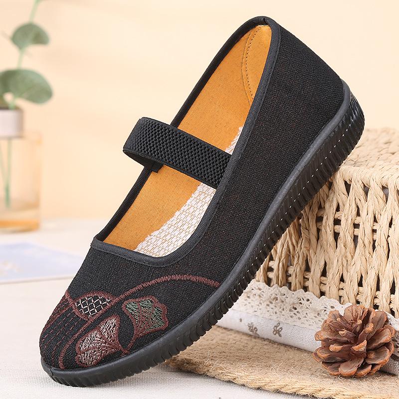 Neue Beijing Stoffschuhe Damen Sommer atmungsaktiv flachmündig Fischer Schuhe weiche Sohle rutschfest Einschlupfschuhe
