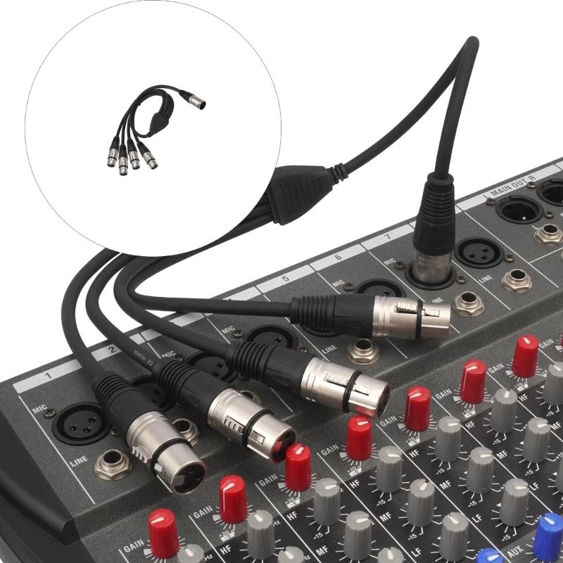 Professional XLR 3Pin Music Splitter Cable 0.6M Connect 4Devices XLR Y Splitter Cable For Recording Live Performances
