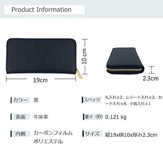 [LIKEHOUSE] Women's Long Wallet with a Sleek Round Zipper, Made of Genuine Cowhide Leather