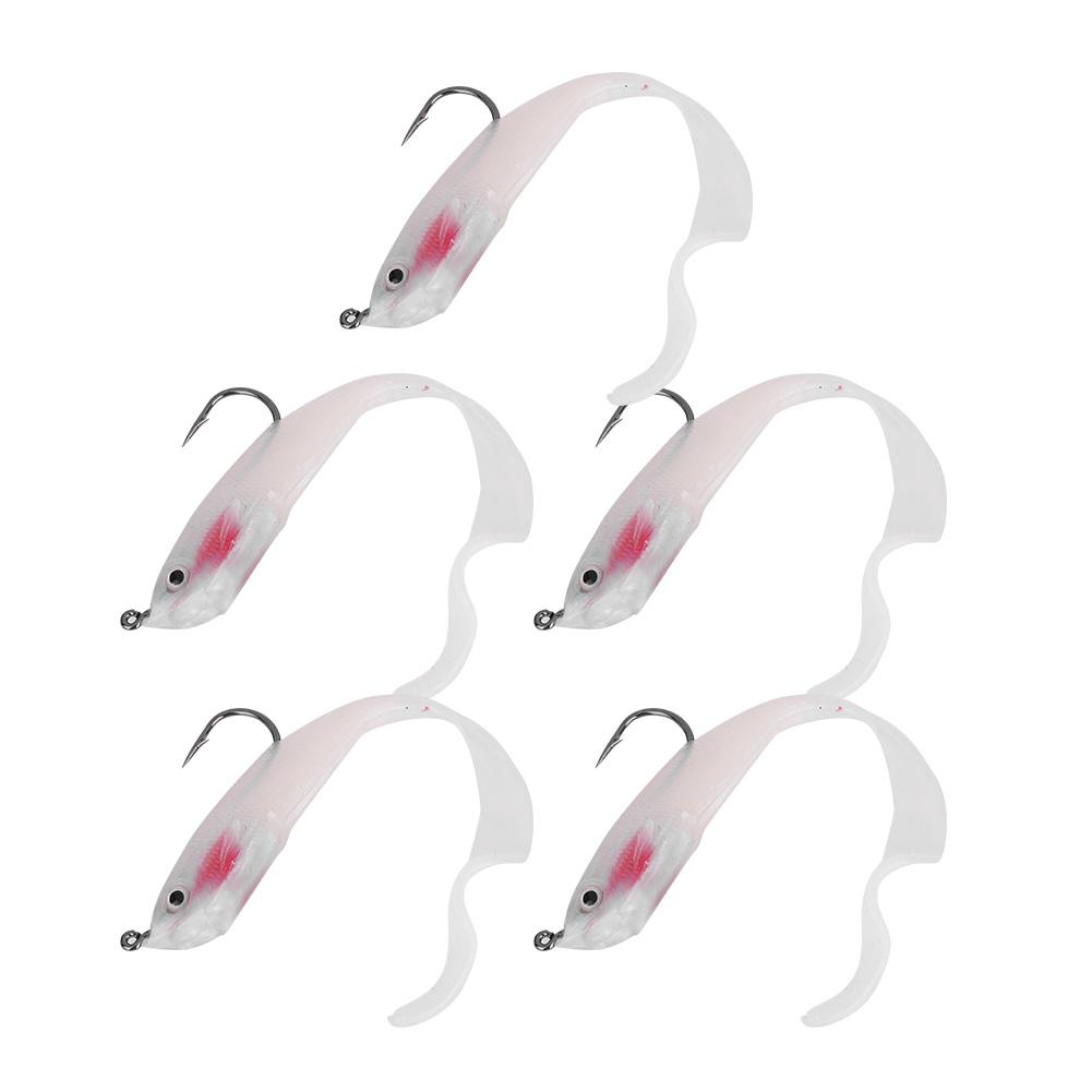 5PCS Fish Lures Artificial Fake Bait Soft Lures Seabass Fishing Tackle with Hook SO050-2