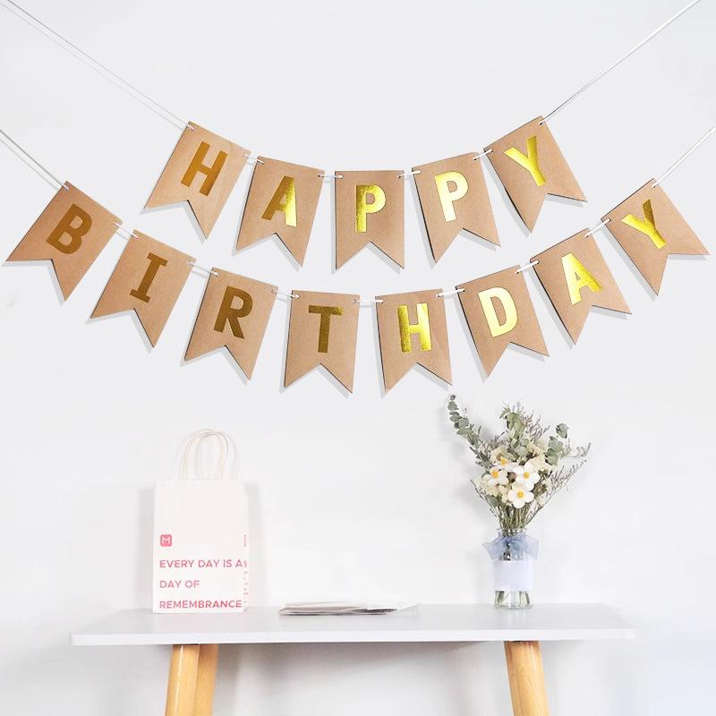 Fishtail Flag Happy Birthday Birthday Letter Pull Flag Children'S First Birthday Decoration Arrangement Pull Strip