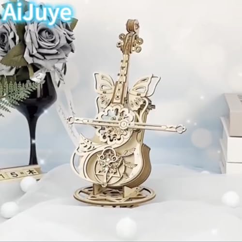 AIJUYE 3D Music Box Puzzle, Wooden, Movable Cello Design, Craft Kit for Adults, Educational Toy for Upper Elementary School Students, Gift for Boys an