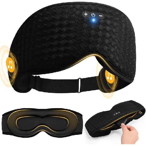 3D Контурная маска для сна с Bluetooth-наушниками, Регулируемая светонепроницаемая маска для сна, Простые в установке наушники для сна с ультратонкими стереодинамиками