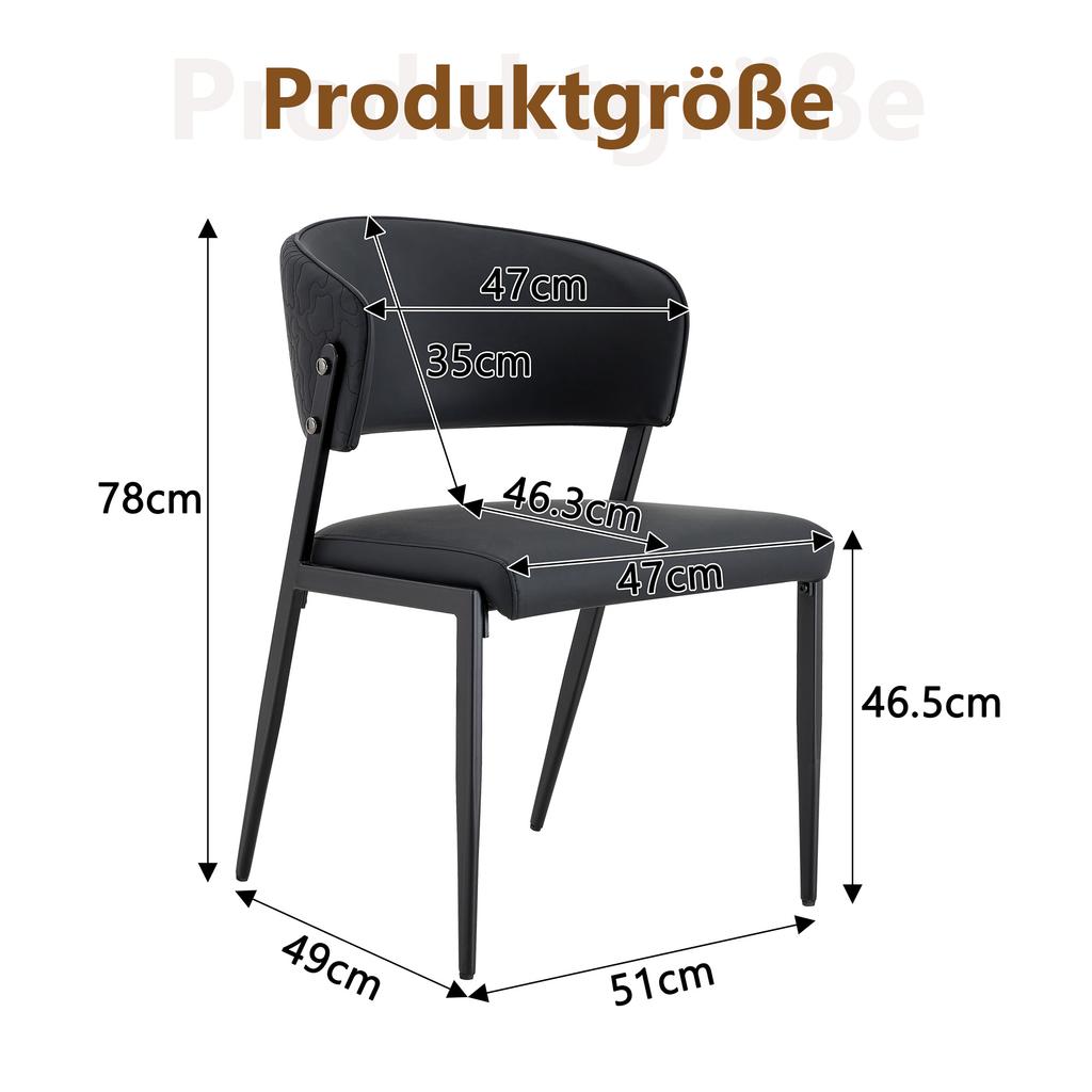 Dining Chair Set of 2 Modern Upholstered with Metal Frame, Ergonomic Backrest, Faux Leather Chair for Dining Room Living Room Kitchen - Chair Only