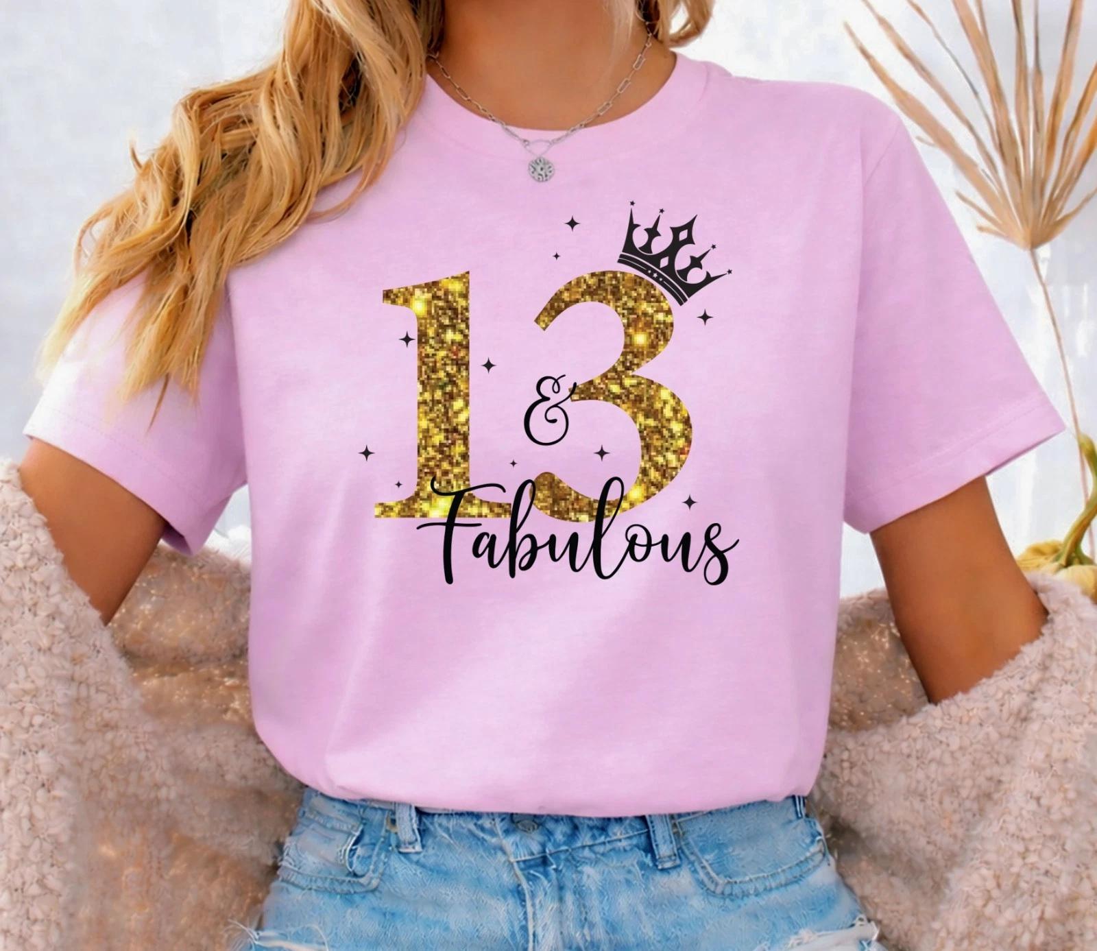 Personalised Custom T shirt for Girl 13th Birthday shirt Fabulous Birthday 4 XL