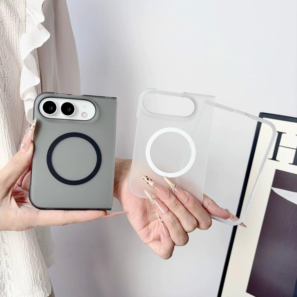 Aplicável à capa de telemóvel magnética dobrável esquerda e direita iPhone18ULTRA Capa transparente anti-queda Apple 18FOLD com acabamento em gelo