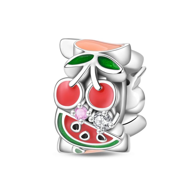 Square Dice Flower Cherry Stopper Clip Beads Fit Original Copper Charm Bracelet Diy Lovely Pendants For Woman Jewelry Gift