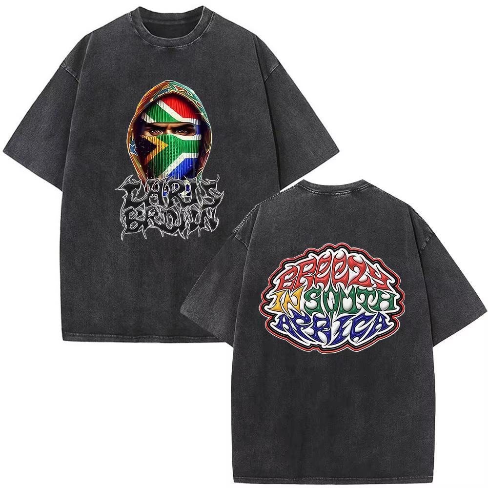 T-shirt Chris Brown Breezy Breezy Bowl XX Tour T-shirt Lavate Vintage Moda Uomo Hip Hop Manica Corta Streetwear