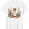 Cottagecore Mouse Cute Rodent Flowers Cartoon Retro Vintage T-Shirt