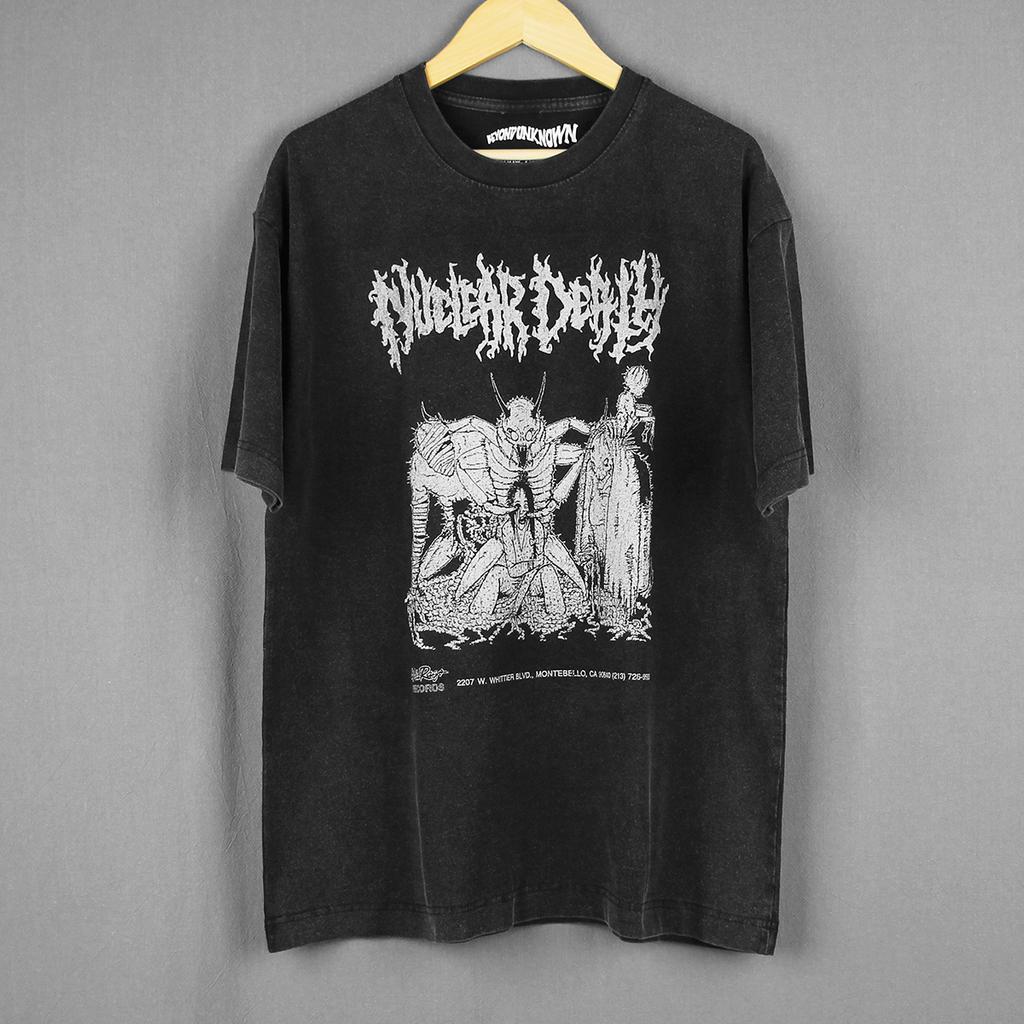 Nuclear Death TShirt Death Metal Grindcore Band Impetigo Repulsion Washed Cotton Summer Short Sleeves Mens Clothing Shirt