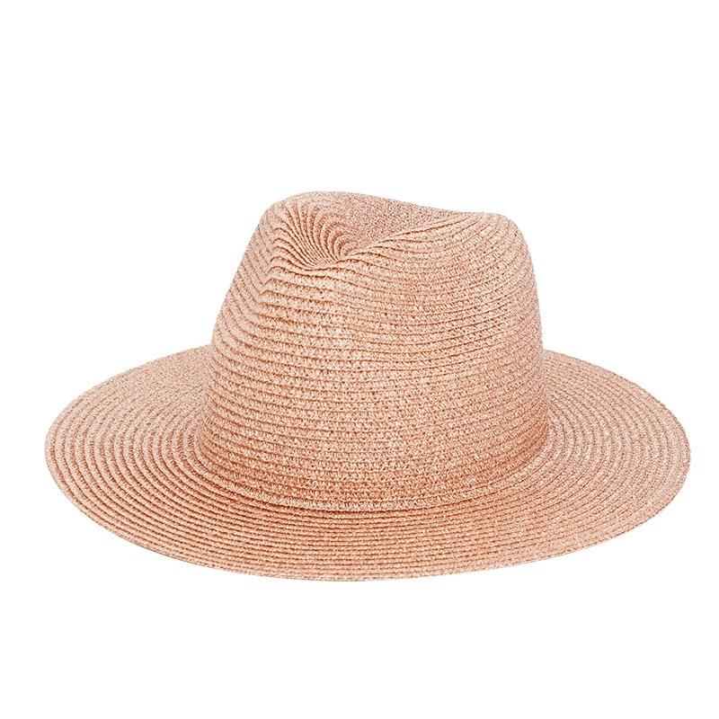Panama Silver Thread Shiny Straw Hat for Men Raffia Cowboy Hat for Women Vintage Plain Cowboy Hat Breathable and Sun-Protective