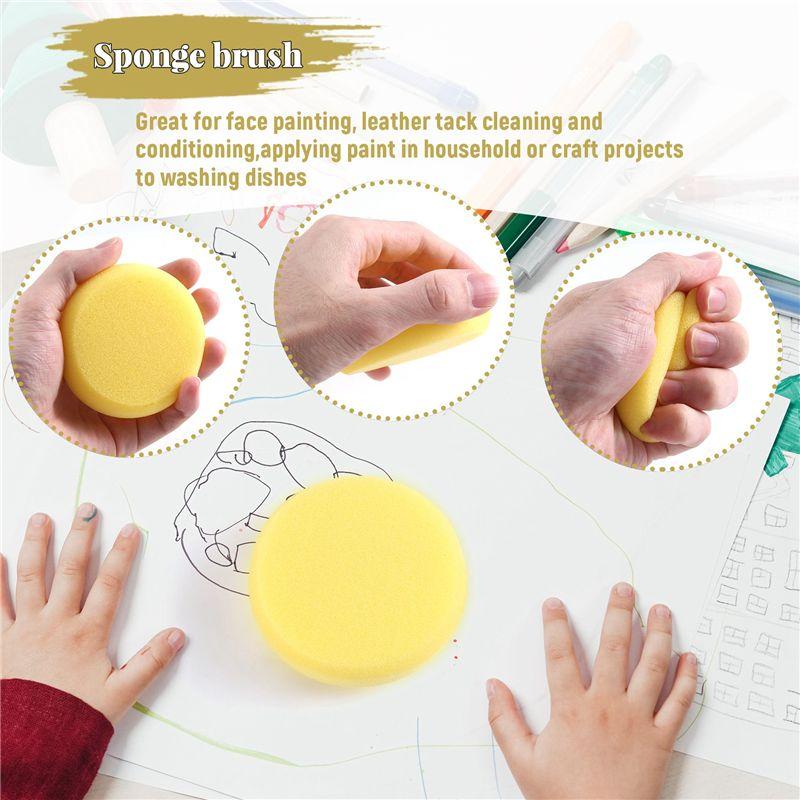 Aug. 10Pcs Round Synthetic Artist Paint Sponge Craft Sponges For Painting Pottery Watercolor Art Sponges Yellow 2.75Inch