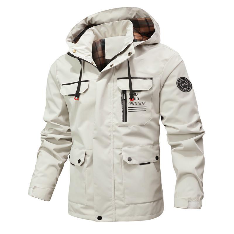 Spring Autumn Men s Windbreaker Hooded Jacket Men s Waterproof Outdoor Sports Soft Shell Coats Clothing Men Hiking Mountain Jackets S белый