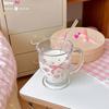 Kawaii Bowknot Glass Cups Tumbler Aesthetic Cute korean Flower Mugs For Ice Coffee Juice Beer Milk Tea Glasses Cup Bowl For Girl