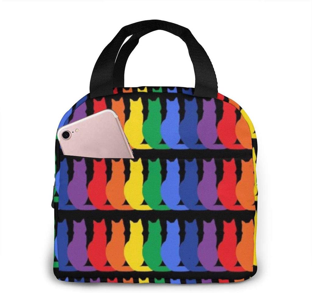 Insulated Lunch Bag Thermal Funny Cartoon Cats Tote Bags Cooler Picnic Food Lunch Box Bag For Kids Women Girls Men Children