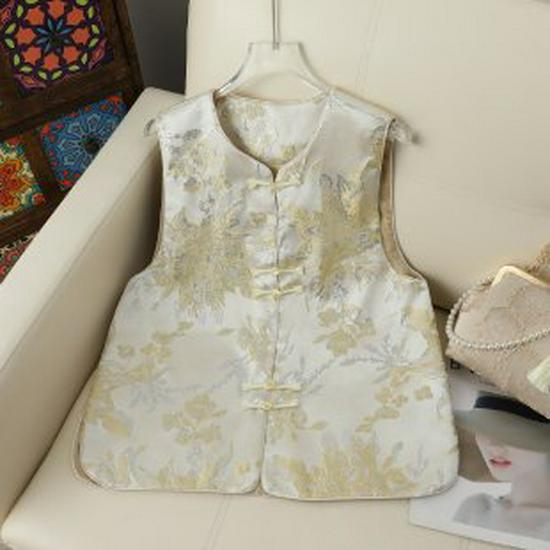 

Spring Jacquard Vest: Elegant Top for Young & Elderly Women XXXXL грязно-белый