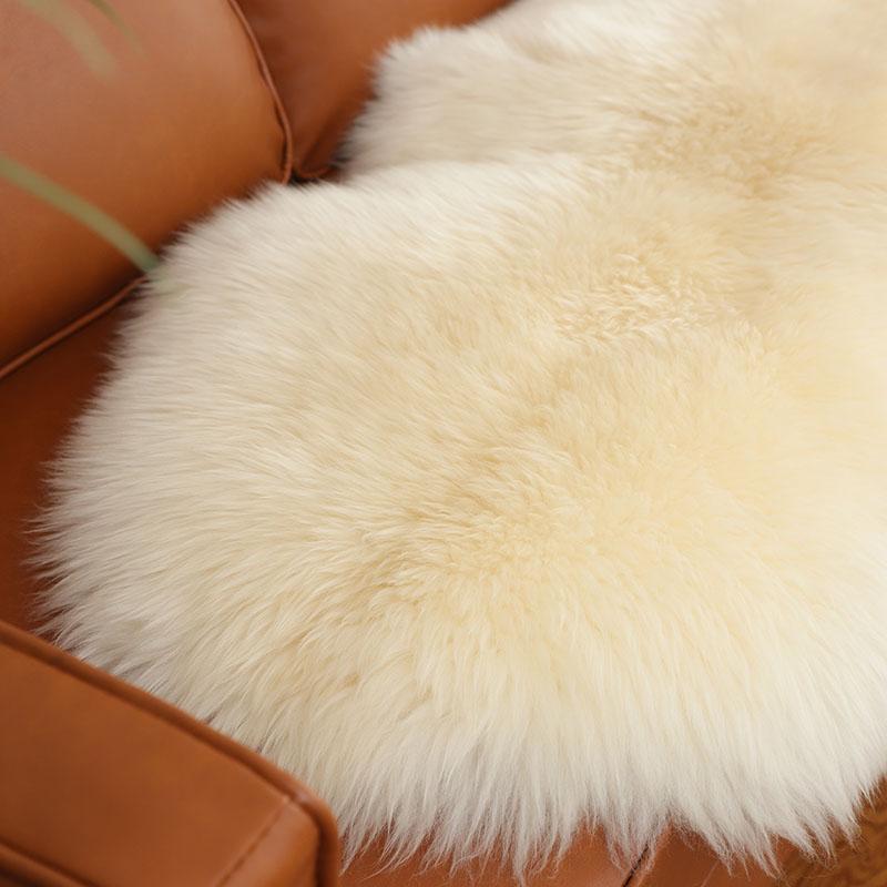 Australian Sheepskin Leather Pattern Wool Sofa Cushion, Carpet, or Bedside Rug – Spliceable into One Sheepskin Piece