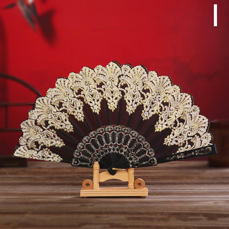 

1 шт., веер с золотым порошком для вечеринки, свадебного танца, складной веер, ручной веер с цветами, домашний декор