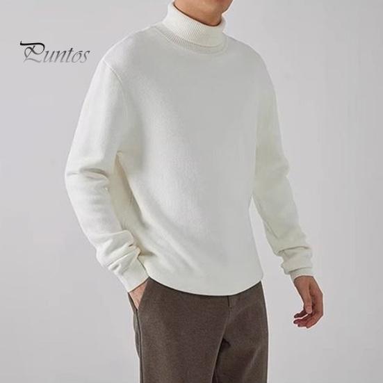 Men Winter Pullover Thickened Turtleneck Sweater Fleece Lined Warm Knitted Long Sleeve Top Casual Loose Fit for Home Office Street Wear Solid Color