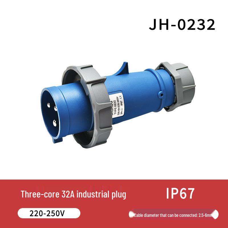 IP67 Waterproof 16A/32A Industrial Plug & Socket, European Standard, 3/4/5-core, Male & Female Connector