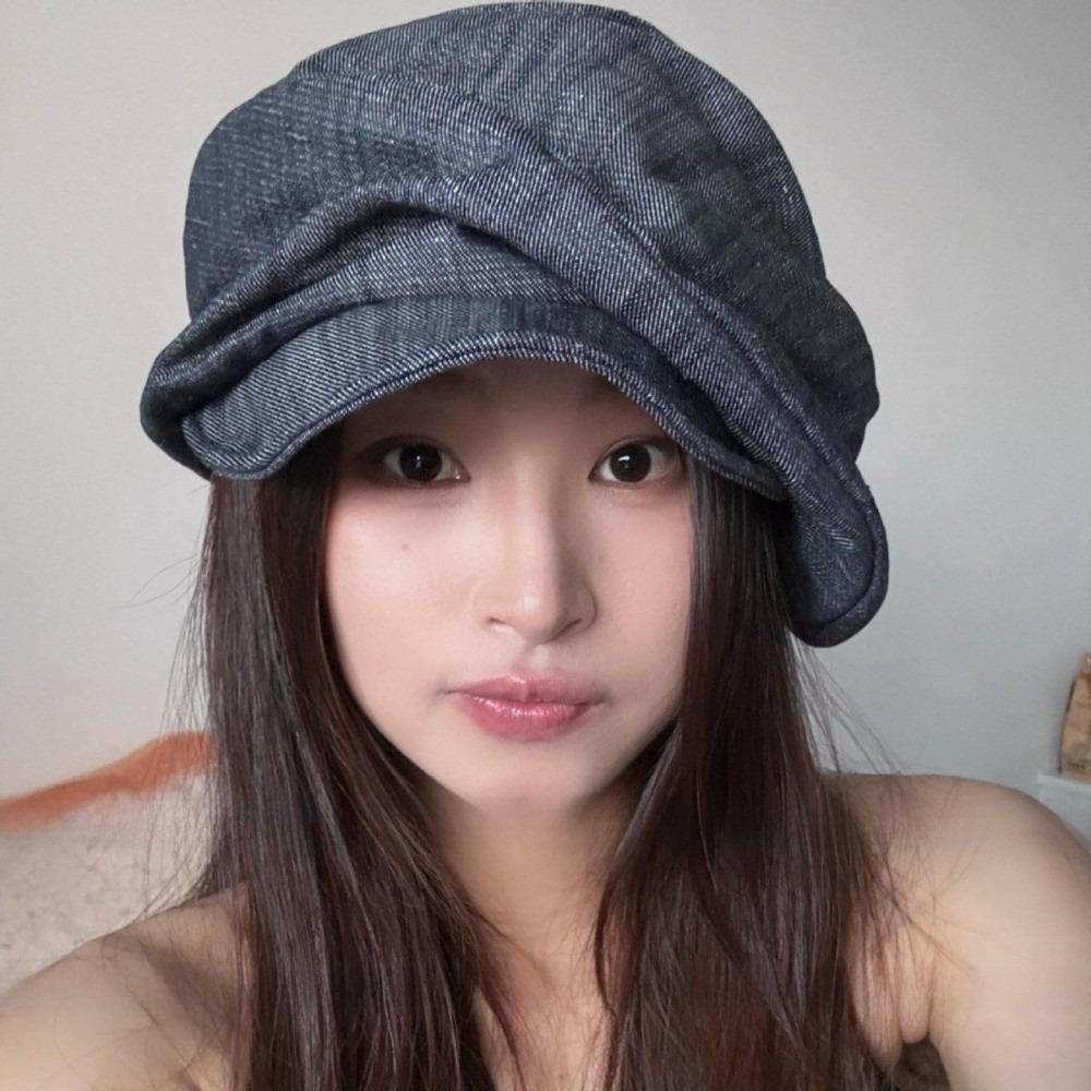 Cloth Denim Beret Cloud Pleated Painter Hat Vintage Octagonal Cap  Outdoor