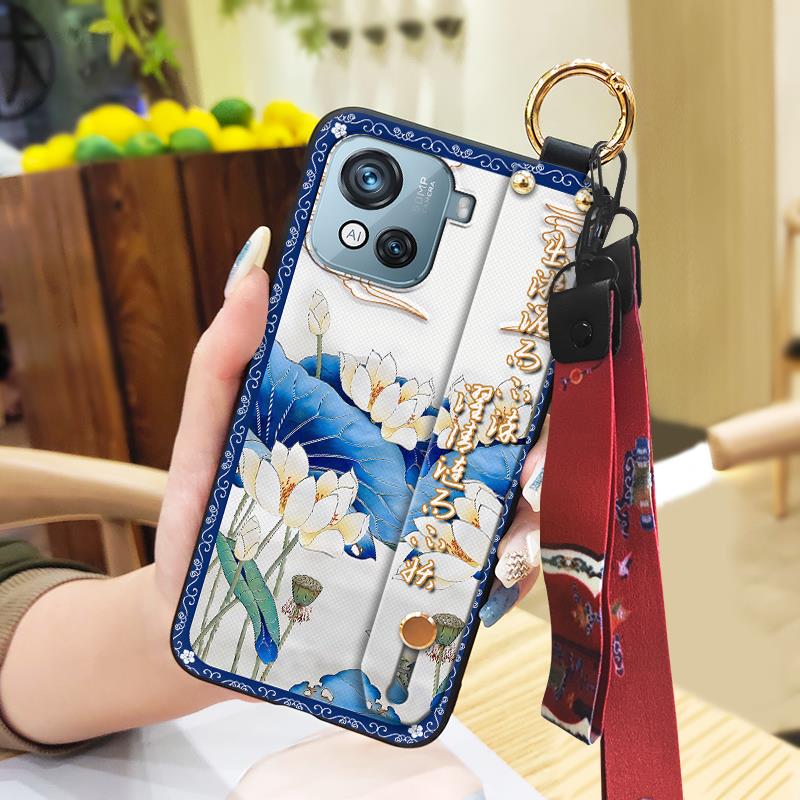 Durable Elderly Lady Phone Case For Blackview Oscal C80 Back Cover Waterproof Ring Silicone Phone Holder Fashion Lanyard