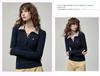 Women's Autumn 2025 Slim Fit Polo Collar Color Block Long Sleeve Top