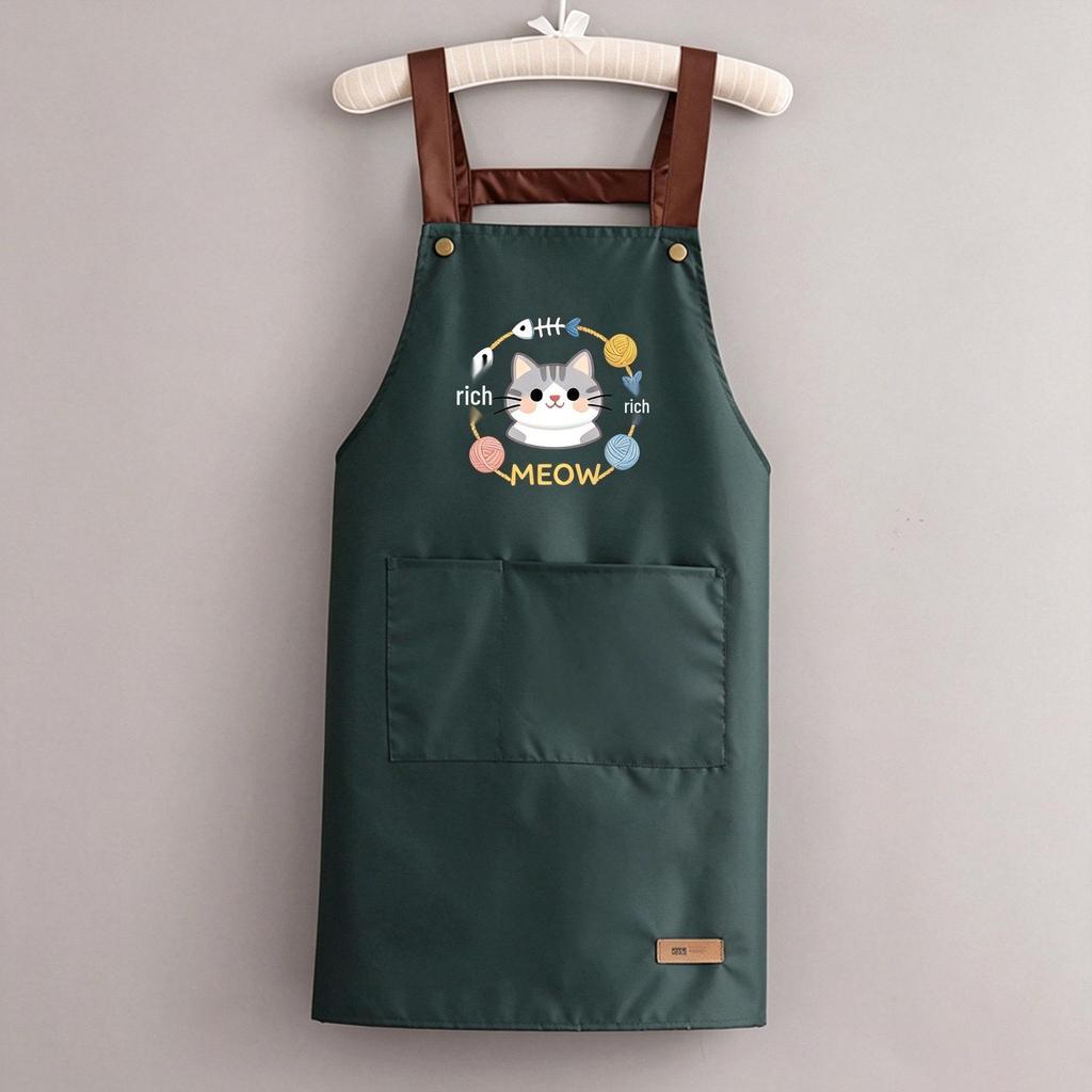 Waterproof Stain-Resistant Kitchen Apron with Simple Print