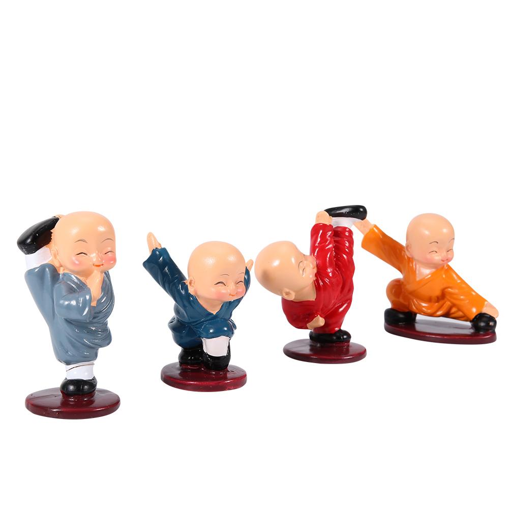 

4 шт. Фигурка Маленького Монаха Кунг-фу Статуэтка Буддистская Скульптура Украшение для Дома Поделки Подарок