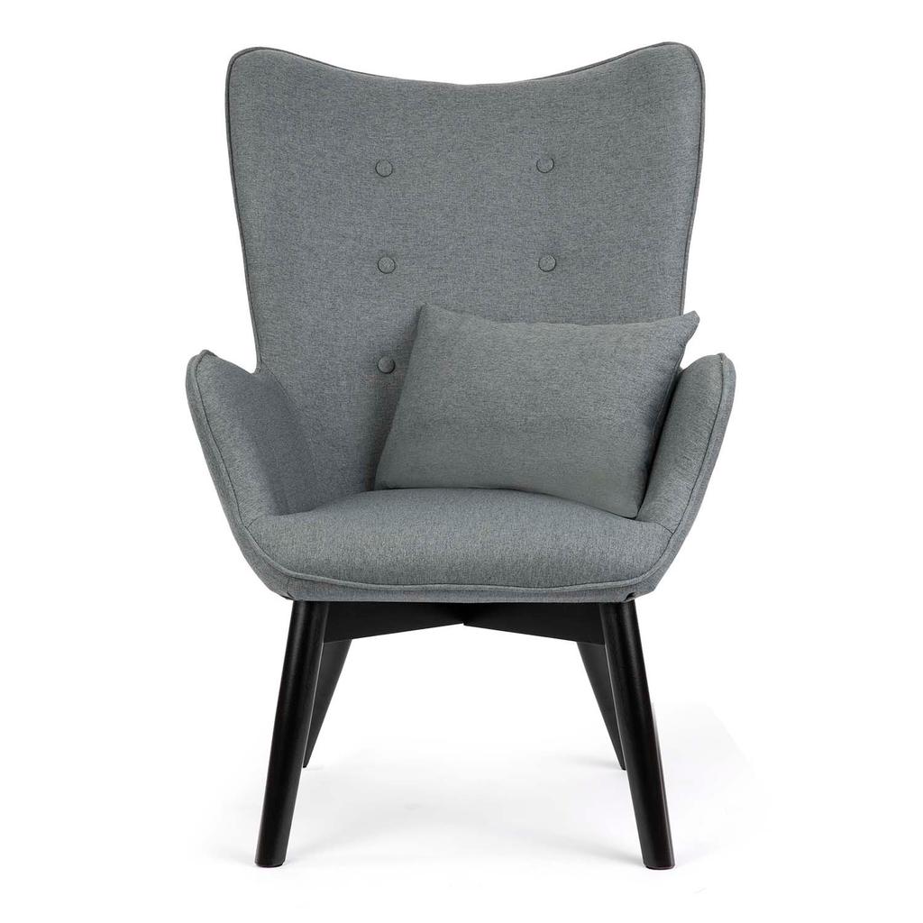 Norse Wingback Chair With Footstool, Gray