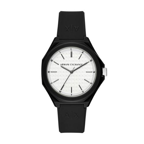 Armani Exchange Three-Hand Black Silicone Watch