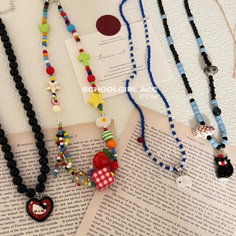 Cute Cute Apple Love Dachshund Dog Woven Color Rope Long Necklace Femininity Versatile Neck Chain Sweater Chain