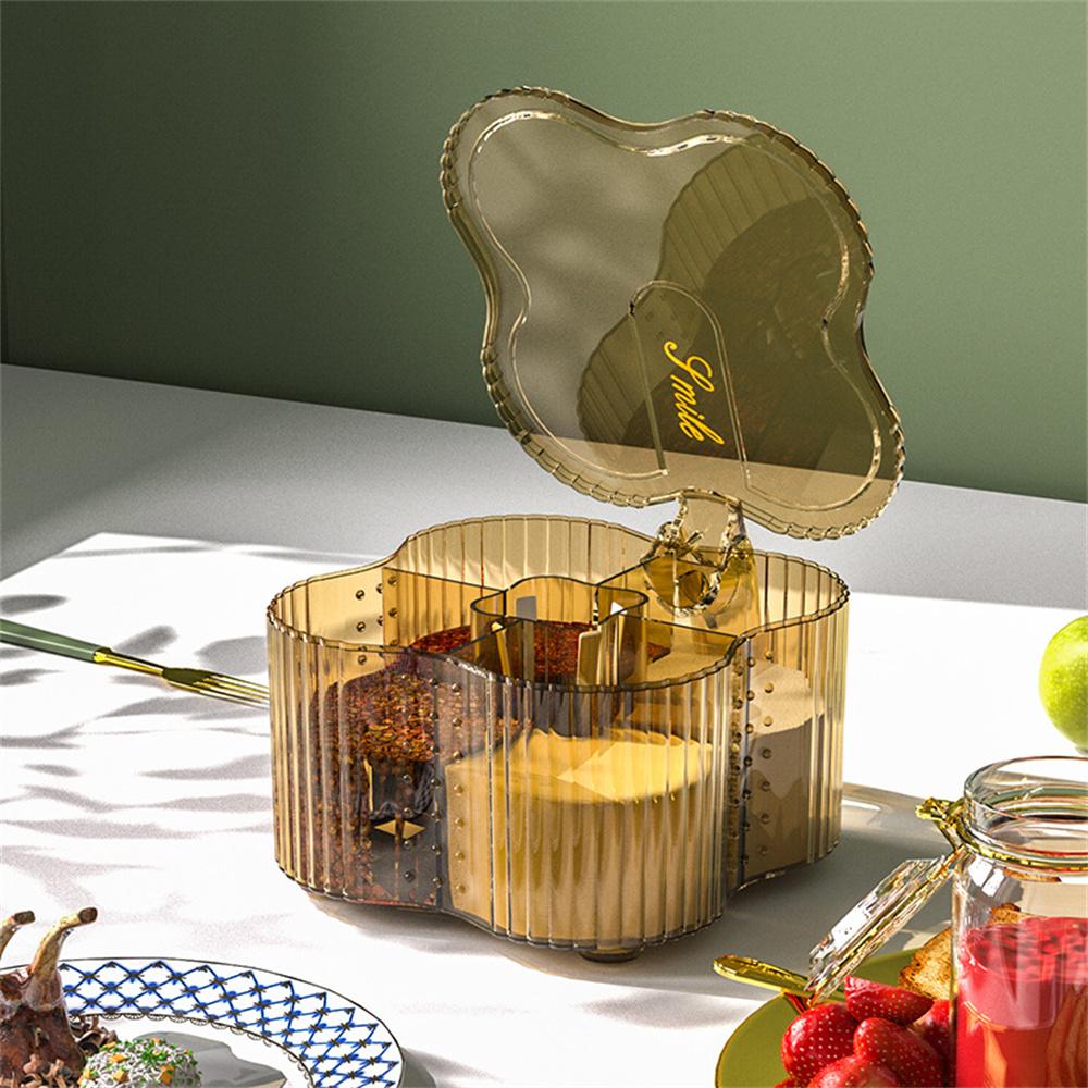 

Контейнер для приправ, комбинированный дизайн, высококачественная количественная граммовая ложка, встроенная четырехсекционная решетка, контейнер для приправ, коробка для специй