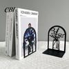 Metal Bookend 1 Pair Flower Bookends, Decorative Vase Book Ends for Shaped Shelves, Black Holder Stopper Home Office Reading Room Desktop