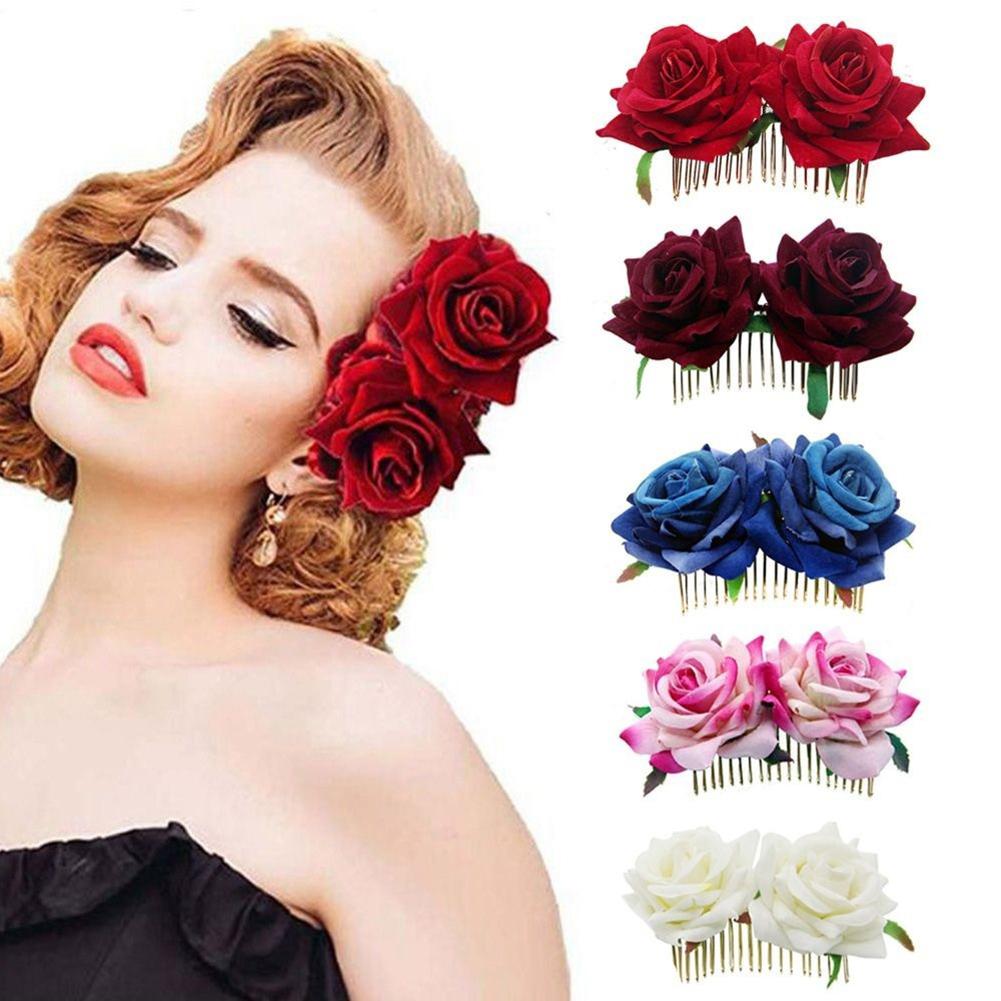 Rose Hairpin Bridesmaid Wedding Women Hair Accessory Bridal Flower Hair Comb