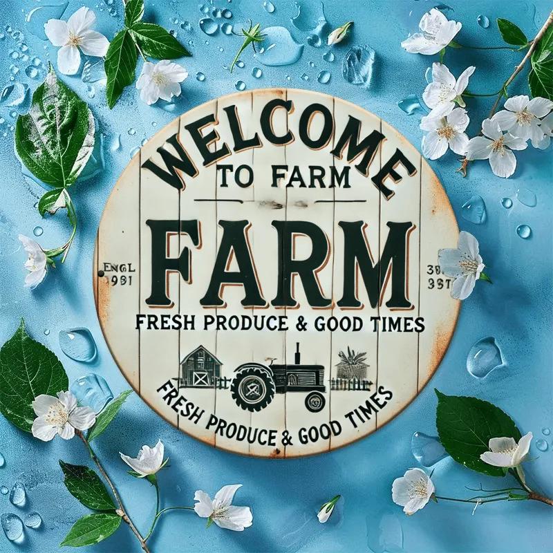 Pc Welcome To The Farm Rustic Style Round Wooden Welcome Sign Inch Round Door Decoration Home And Office Art Indoor