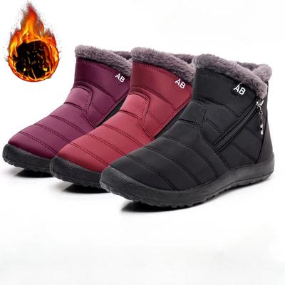 Damenstiefel Wasserdichte Stiefeletten für Damen Winter Baumwollschuhe Warm halten Schneestiefel Damen Reißverschluss Botines Winter Botas Mujer