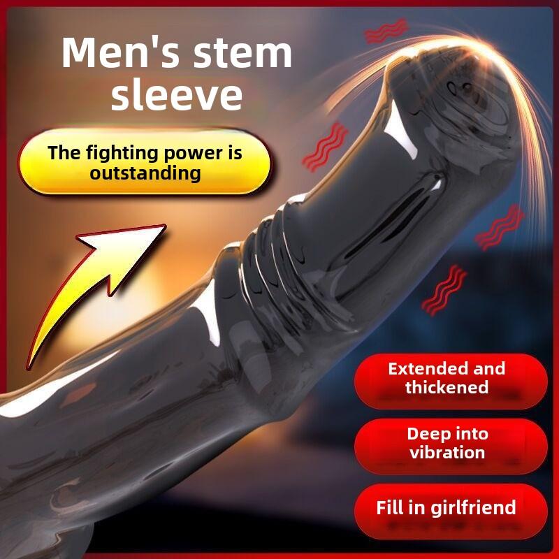 Wolf Tooth Condom Male Thickening and Lengthening Crystal Vibrating Penis Condom Erotic Adult Sex Toys