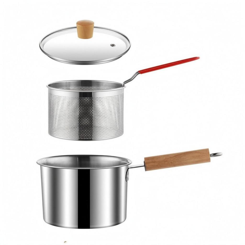 Saucepan with Glass Lid Heat-Resistant Milk Pan Wooden Handle Easy To Clean
