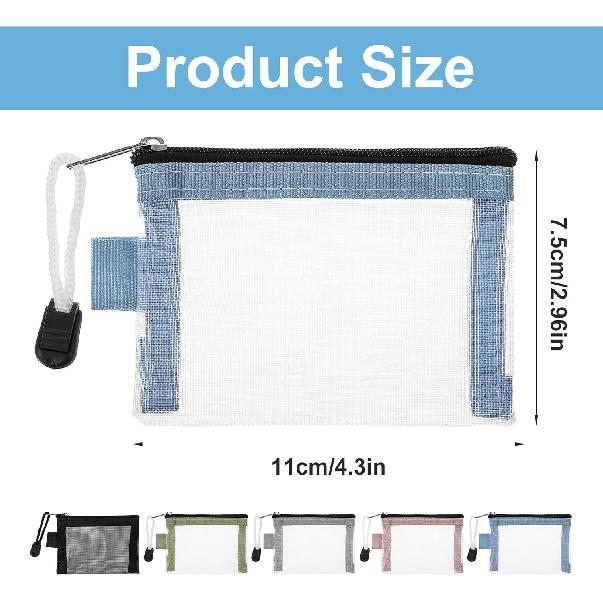 

5 Pack Small Zipper Pouch,3 X 4.3 Nylon Small Mesh Zipper Pouch Portable Mini Mesh Bags for Lipstick,Key,Earphone,Credit Card