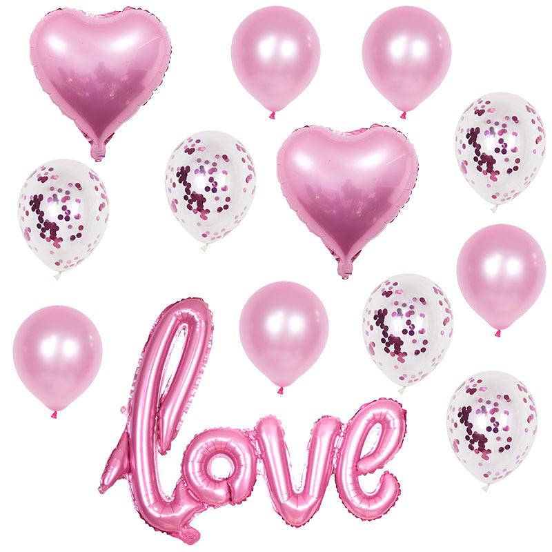 Large One-Piece Love Confession Foil Balloon Set for Valentine's Day & Wedding Room Décor