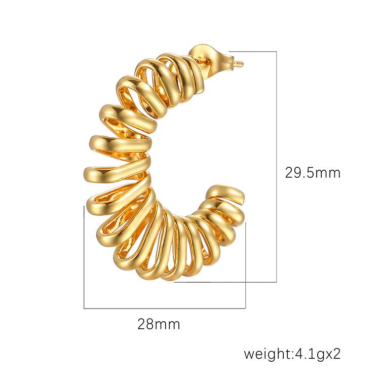 Trendy European/American Stainless Steel Spring Hoop Earrings - Retro, Exaggerated Women's Jewelry